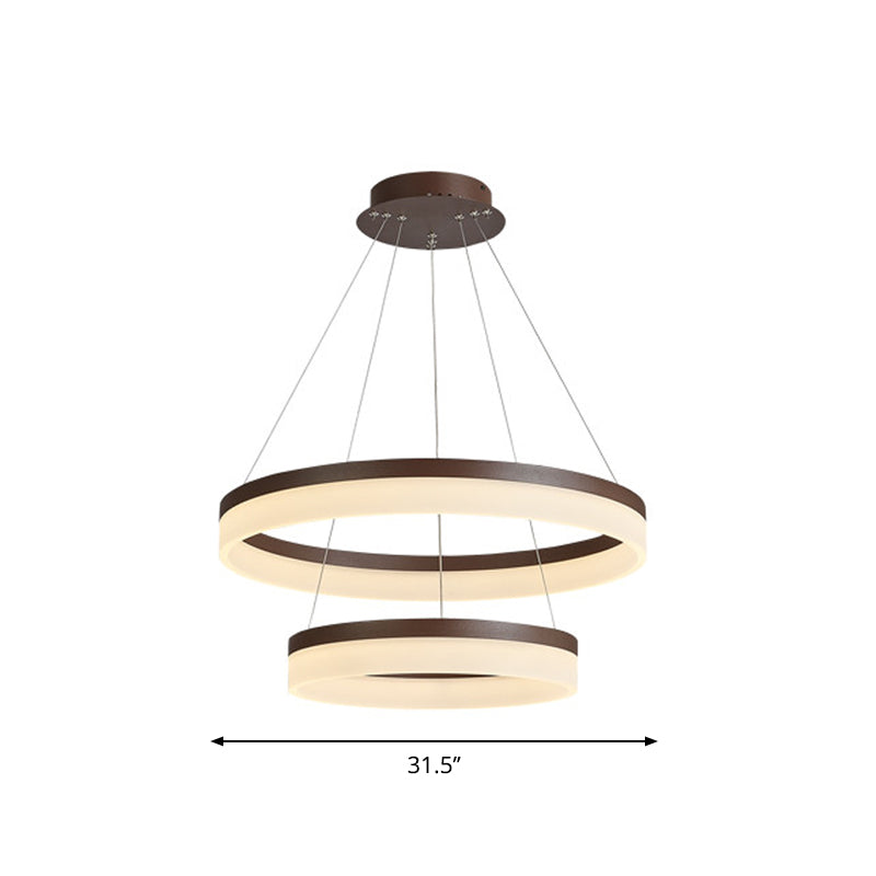 Kit de suspension LED en acrylique minimaliste - Lustre circulaire marron pour chambre à coucher - Choisissez 1 à 3 niveaux