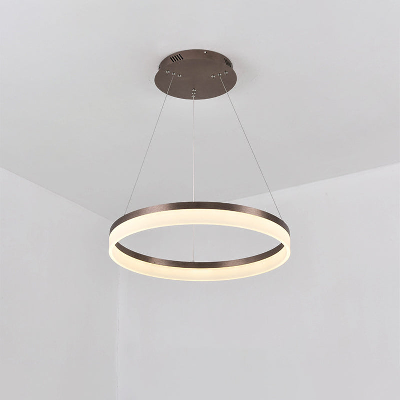 Kit de suspension LED en acrylique minimaliste - Lustre circulaire marron pour chambre à coucher - Choisissez 1 à 3 niveaux