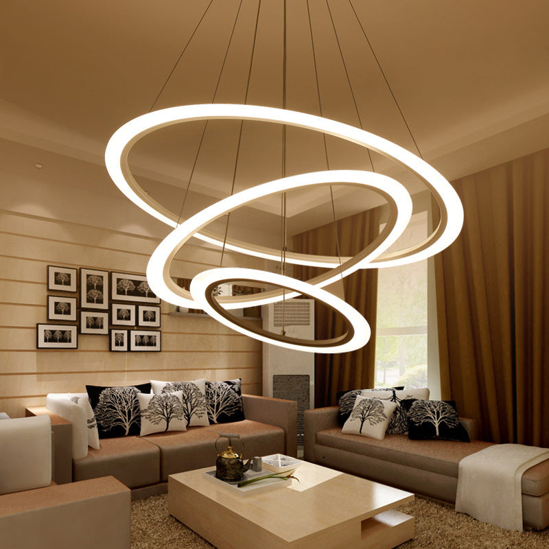 Multi Tier 2-3-4 Pendant Chandelier Acrylic White LED Ceiling Hang Light for Dining Room