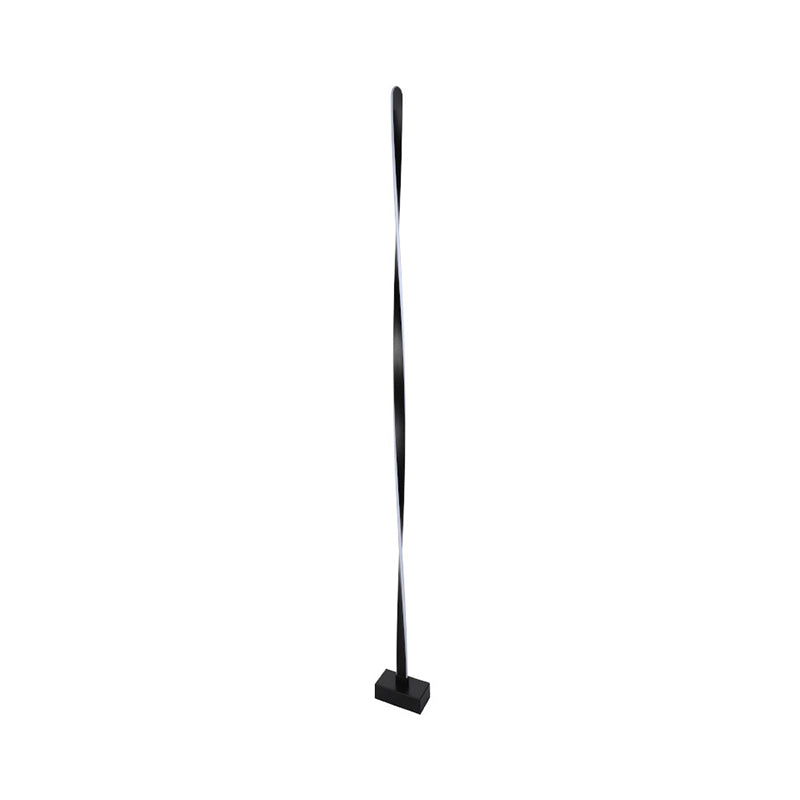 Modern Led Floor Lamp With Black Bubbling/Wavy/Twisting Design Acrylic Shade And Warm/White Light