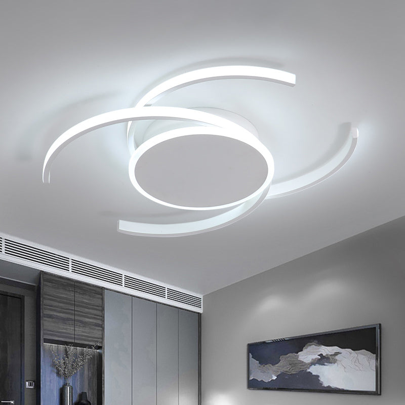 Minimalist White LED Acrylic Ceiling Lamp - Dual C Shaped, Semi Flush, 16"/19.5"/23.5" Wide - Warm/White Light