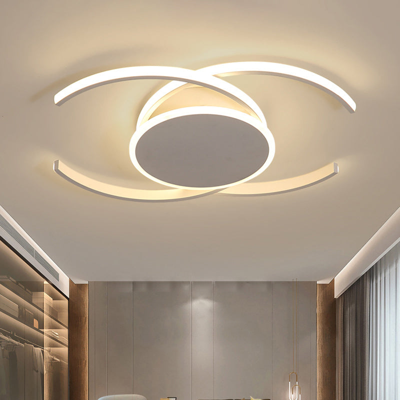 Minimalist White LED Acrylic Ceiling Lamp - Dual C Shaped, Semi Flush, 16"/19.5"/23.5" Wide - Warm/White Light