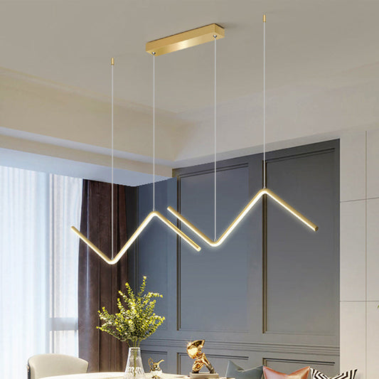 Menkab - Modern Zigzag Pendant Light Fixture Minimalism Aluminum Dining Room LED Ceiling Light in Black/Gold
