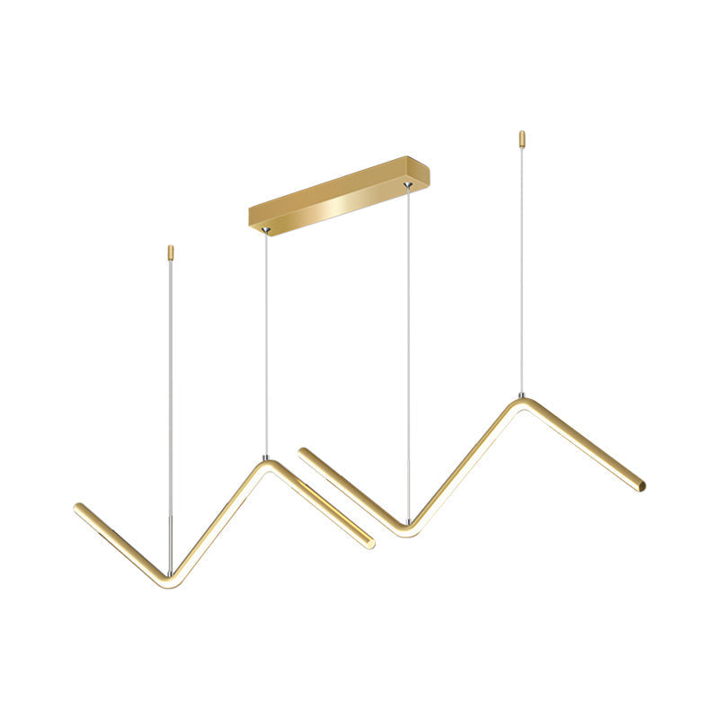 Menkab - Modern Zigzag Pendant Light Fixture Minimalism Aluminum Dining Room LED Ceiling Light in Black/Gold