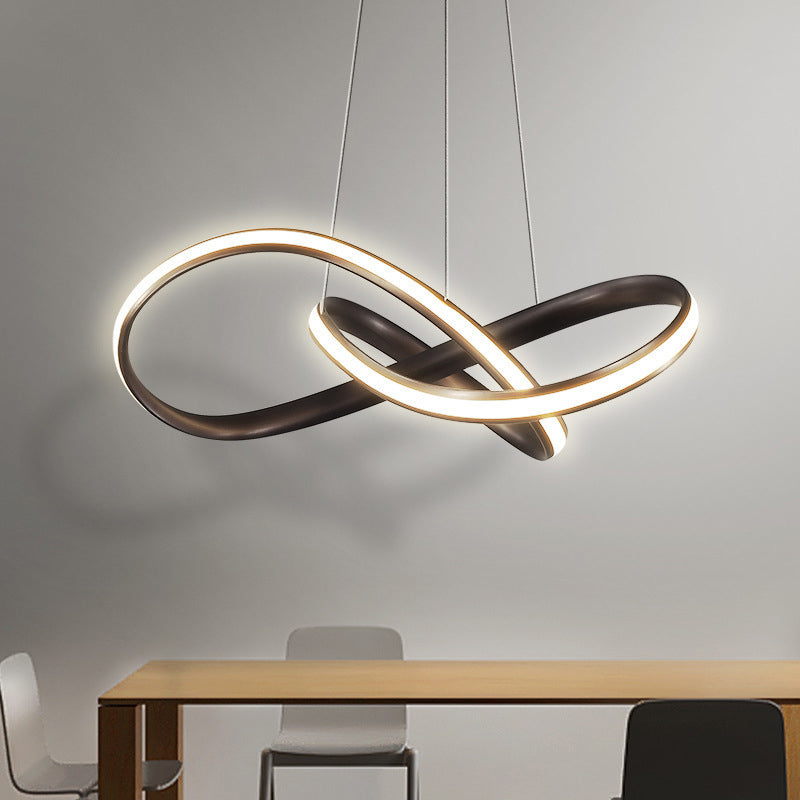 Aluminum Led Entwined Chandelier Light In Modern Style For Dining Room - Black/White/Coffee Size
