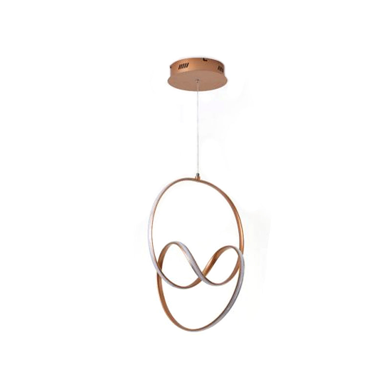 Minimalist Aluminum LED Coffee Twisted Linear Chandelier Pendant Ceiling Light in Warm/White