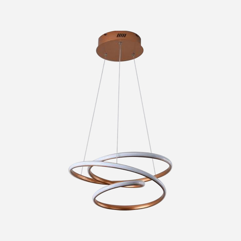 Minimalist Aluminum LED Coffee Twisted Linear Chandelier Pendant Ceiling Light in Warm/White