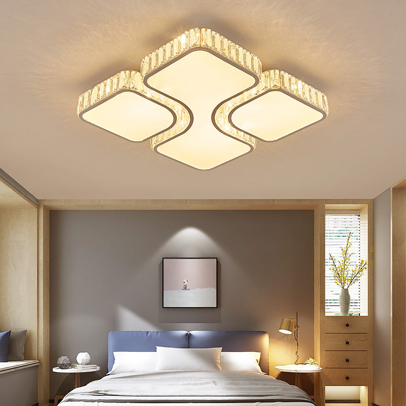 Square Crystal Deco LED Flush Mount Ceiling Light for Hallway - Modern & Stylish