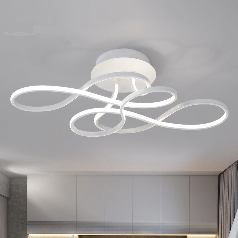 Curved Line Ceiling Mount Lamp Aluminum 21/27.5 Wide Led Flush Light Gold With Warm/White / 21 White