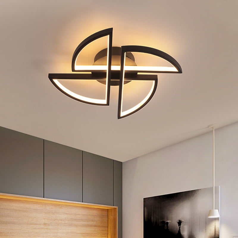 Nordic Pinwheel Ceiling Light Acrylic LED Semi Flush Mount in Black - Various Sizes (18"/25.5"/31.5") - Warm/White Light for Bedrooms