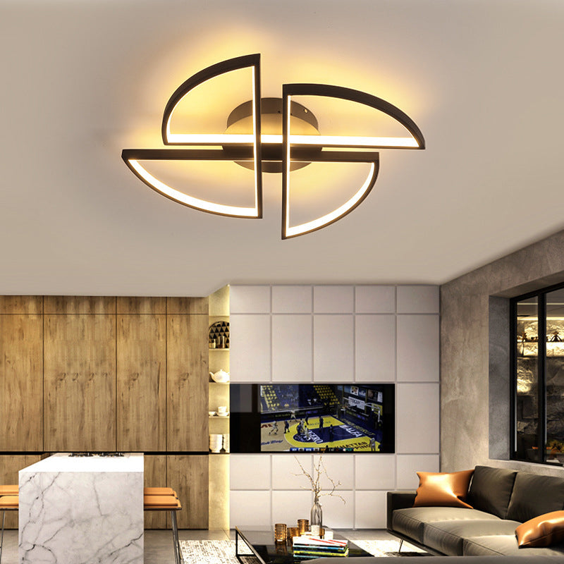 Nordic Pinwheel Ceiling Light Acrylic Led Semi Flush Mount In Black - Various Sizes (18/25.5/31.5)