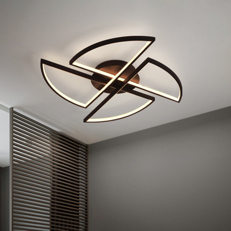 Nordic Pinwheel Ceiling Light Acrylic Led Semi Flush Mount In Black - Various Sizes (18/25.5/31.5)