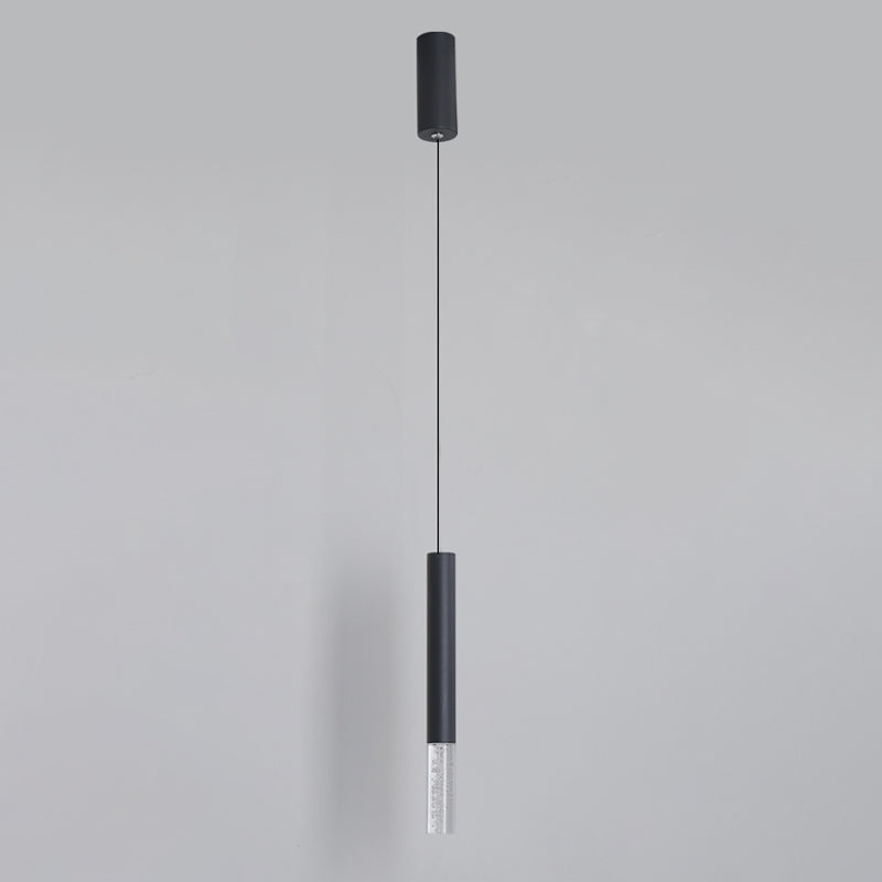 Simple Black Tube Pendant Light with Acrylic LED, Warm/White Light, 3 Size Options