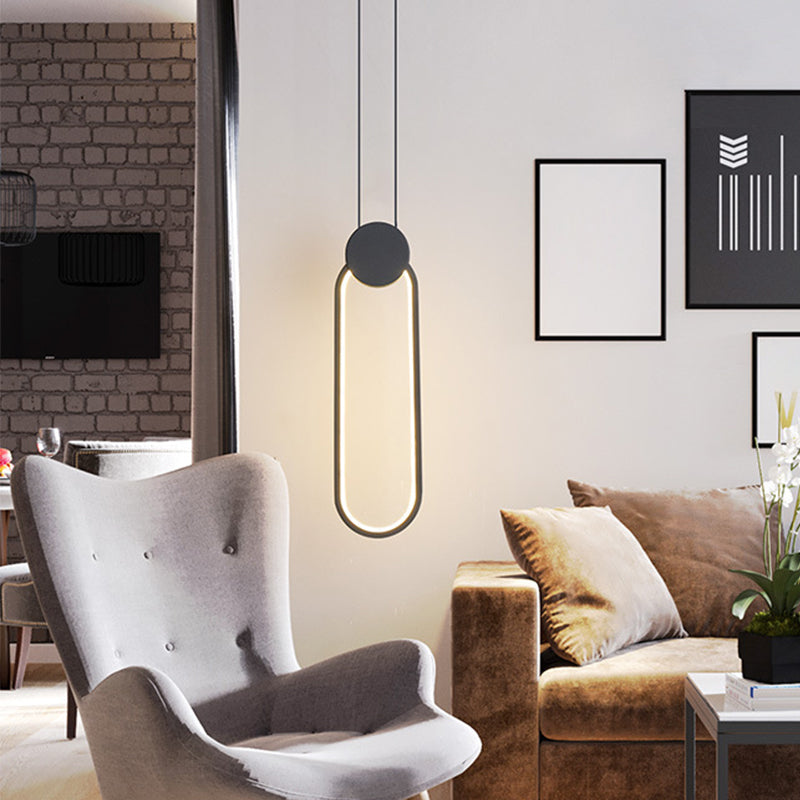 Minimalist Acrylic Pendant Light: Oval/Round/Square Shape, LED, Black/White
