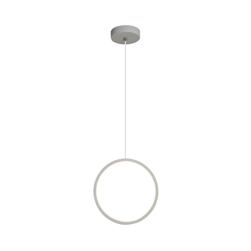 Simple Black/White LED Pendulum Light - Bedside Pendant with Acrylic Shade in Warm/White Light