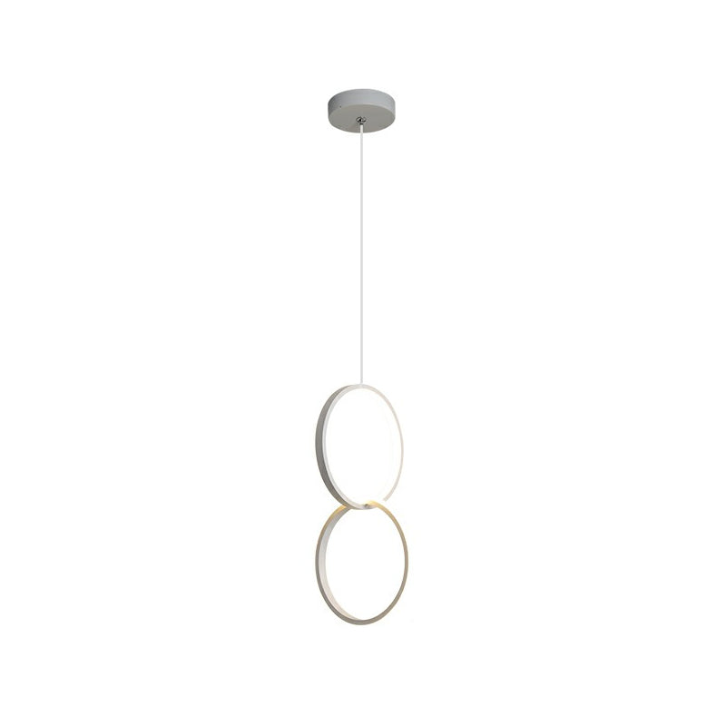 Simple Black/White LED Pendulum Light - Bedside Pendant with Acrylic Shade in Warm/White Light