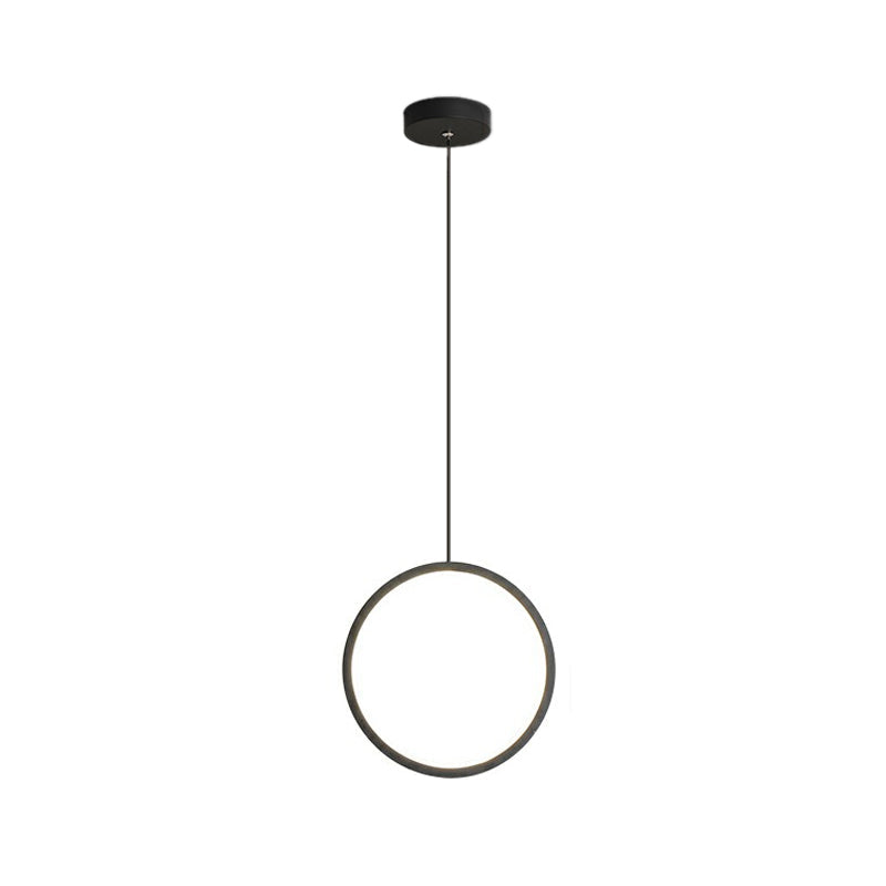 Simple Black/White LED Pendulum Light - Bedside Pendant with Acrylic Shade in Warm/White Light