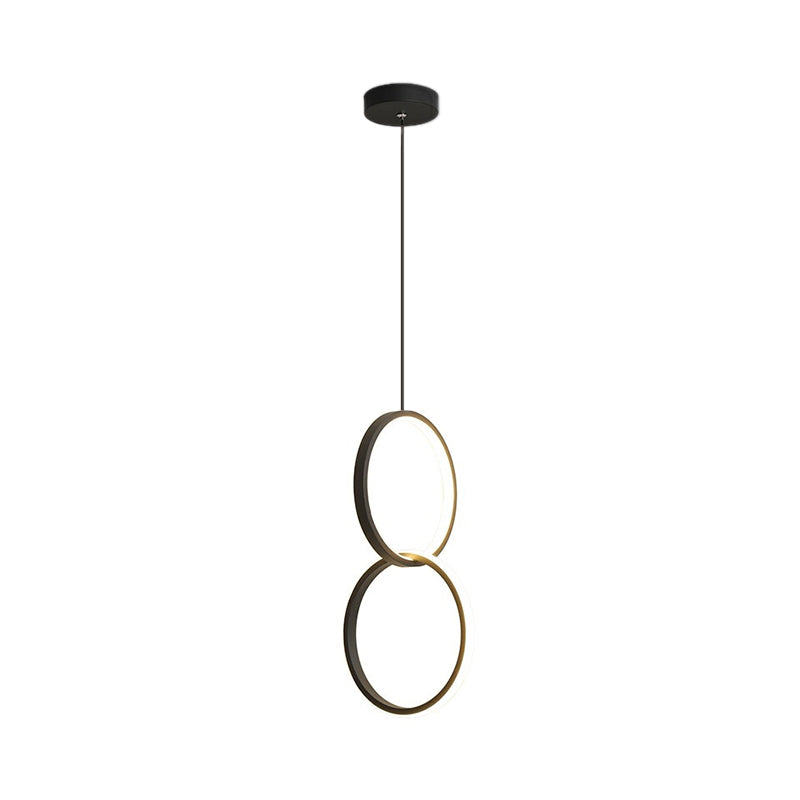 Simple Black/White LED Pendulum Light - Bedside Pendant with Acrylic Shade in Warm/White Light