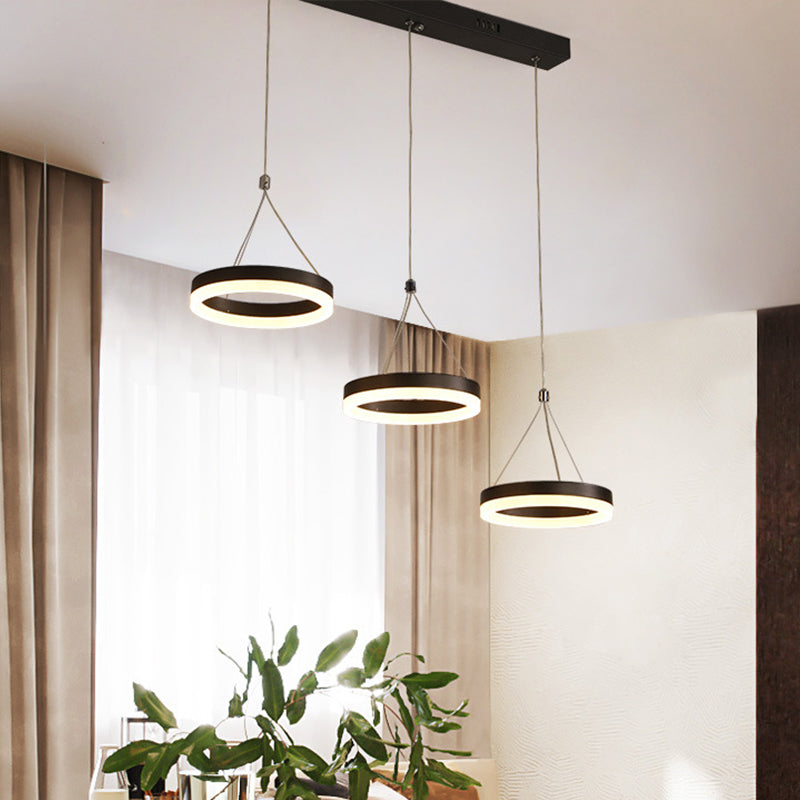 Modern LED Drop Pendant Light - Ring Shaped, Gold/Coffee, Warm/White Light