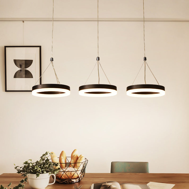 Modern LED Drop Pendant Light - Ring Shaped, Gold/Coffee, Warm/White Light
