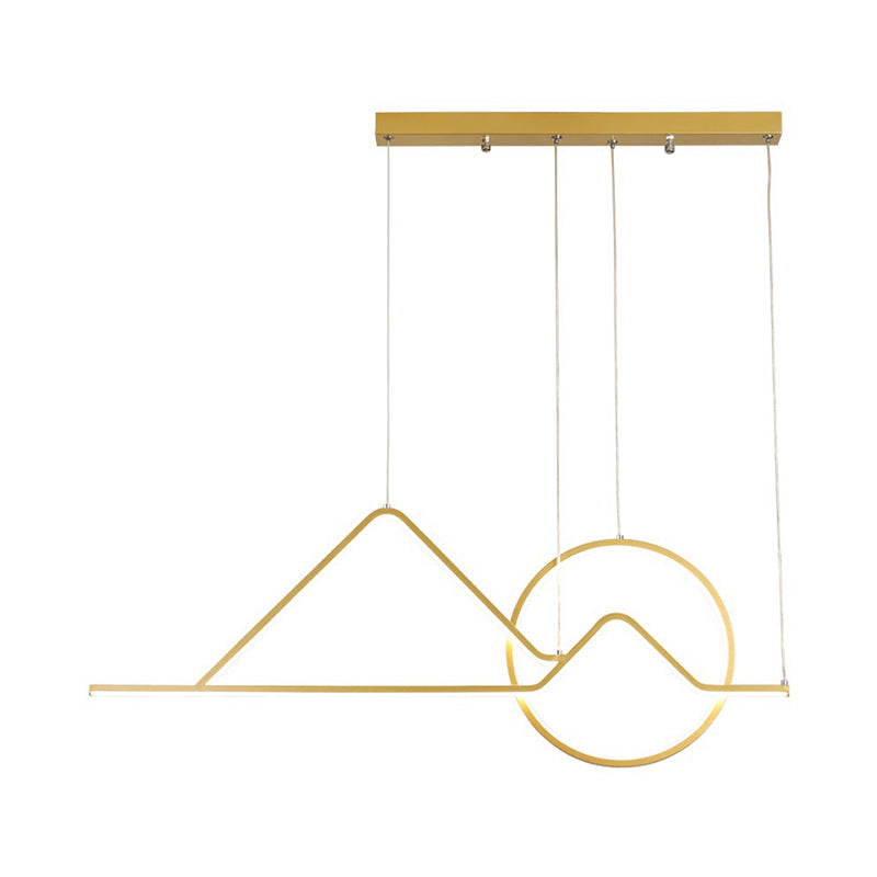 Landscape Line Art Pendant Light: Minimalist Metal Black/Gold LED Hanging Lamp in Warm/White Light