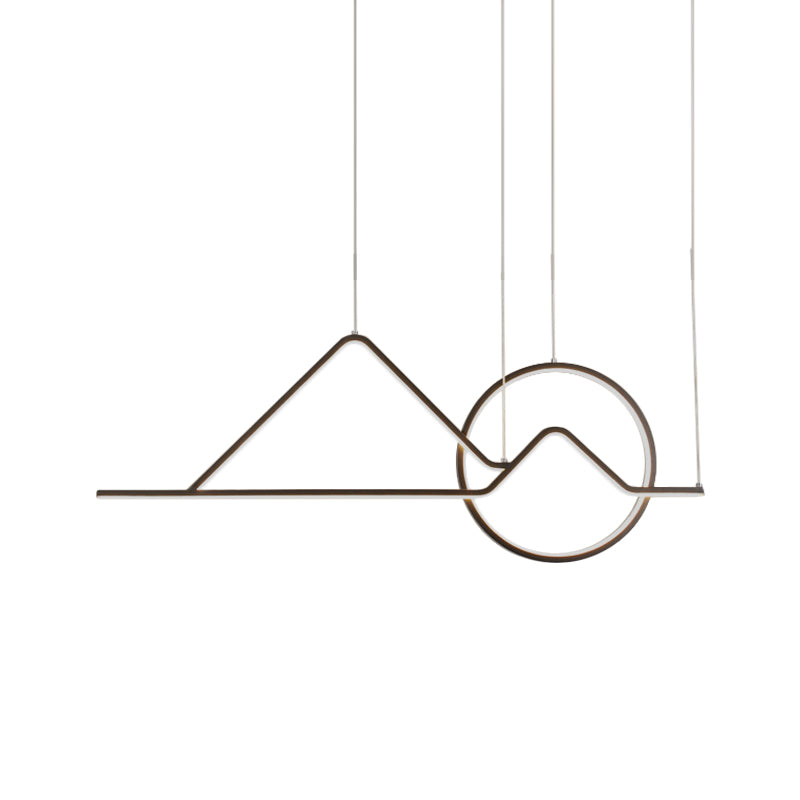 Minimalist Metal Pendant Light In Landscape Line Art Design - Black/Gold Led Hanging Lamp