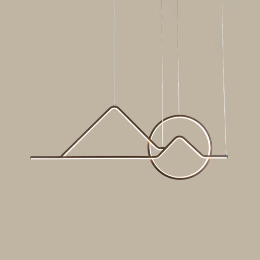 Minimalist Metal Pendant Light In Landscape Line Art Design - Black/Gold Led Hanging Lamp
