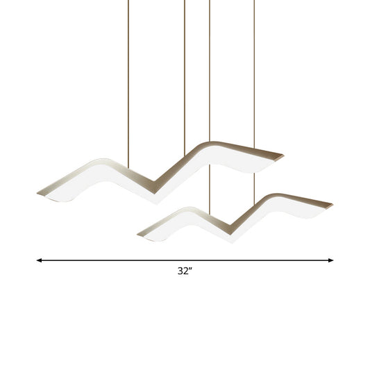 Modern Gull Shaped Hanging Light - Acrylic Led Pendant Warm/White 2/3/5 Heads