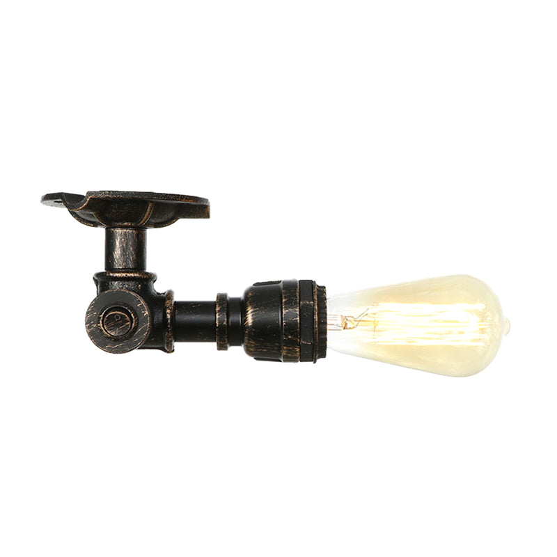 Industrial Pipe Metal Light Fixture - Ceiling Mount Semi-Mount in Aged Silver/Antique Brass/Bronze