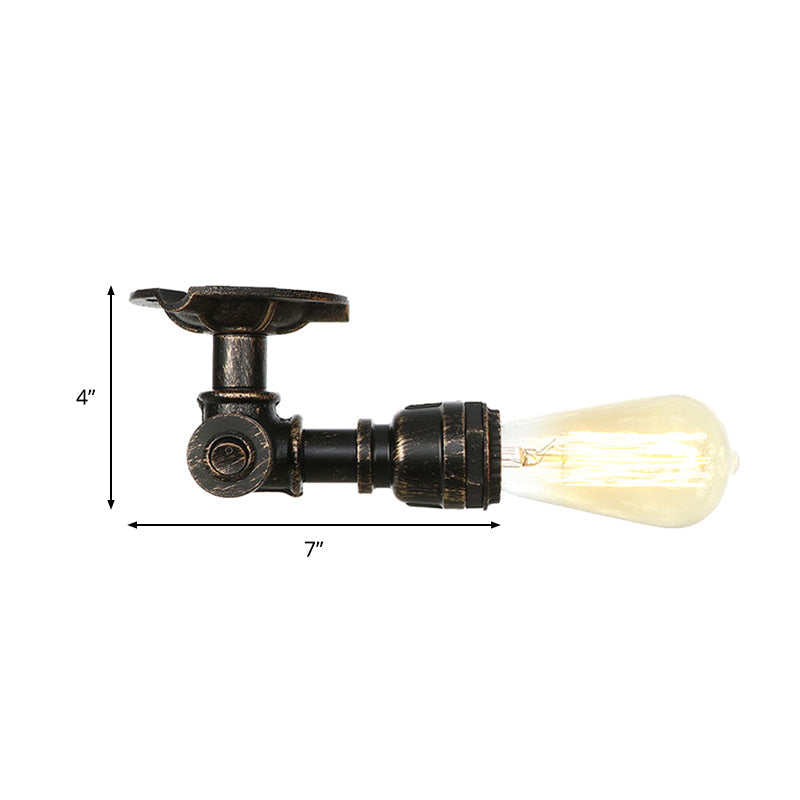 Industrial Pipe Metal Light Fixture - Ceiling Mount Semi-Mount in Aged Silver/Antique Brass/Bronze