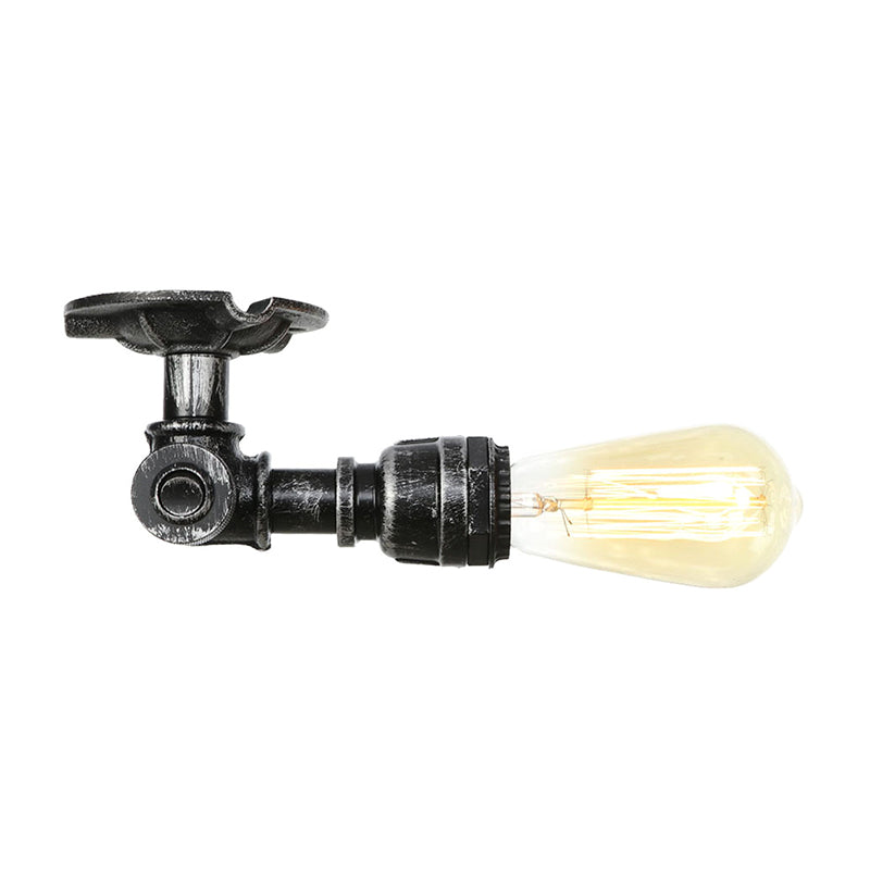 Industrial Pipe Metal Light Fixture - Ceiling Mount Semi-Mount in Aged Silver/Antique Brass/Bronze