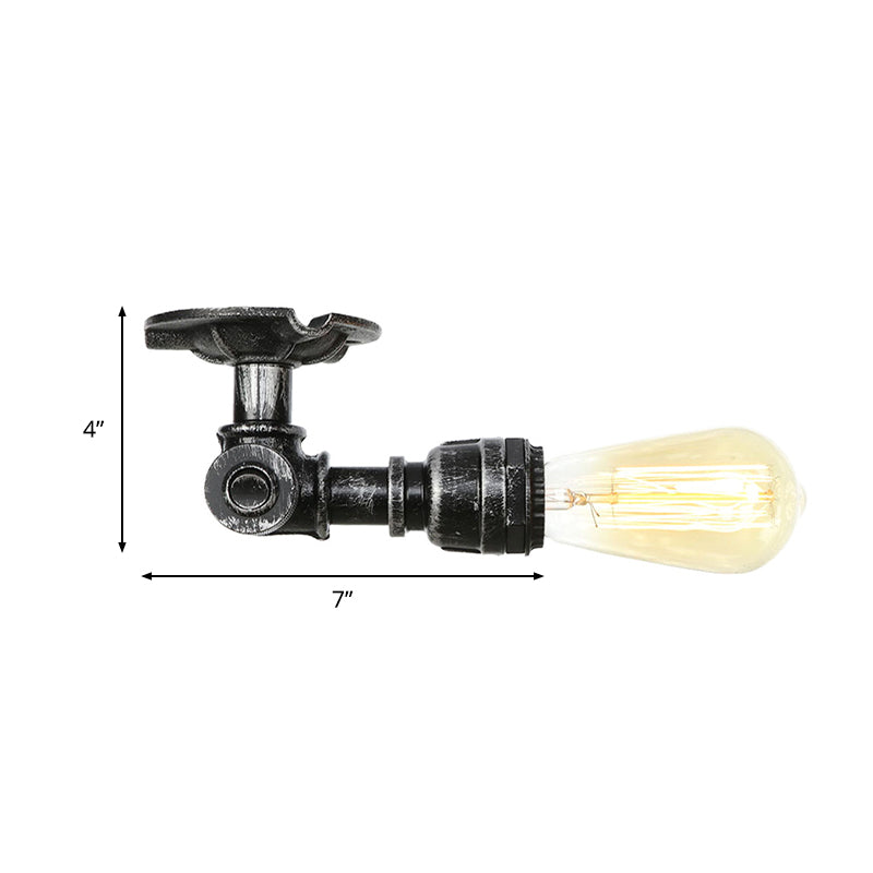 Industrial Pipe Metal Light Fixture - Ceiling Mount Semi-Mount in Aged Silver/Antique Brass/Bronze