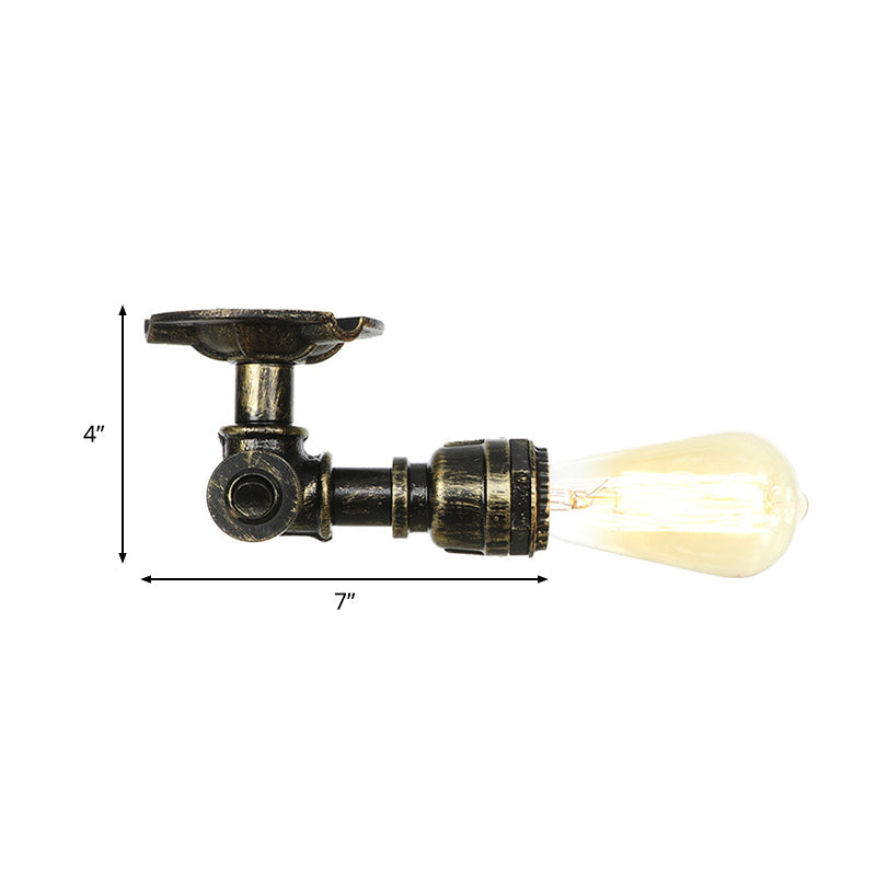 Industrial Pipe Metal Light Fixture - Ceiling Mount Semi-Mount in Aged Silver/Antique Brass/Bronze
