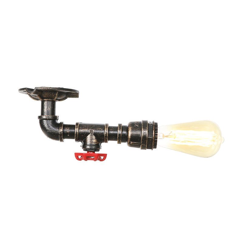 Industrial Pipe Metal Light Fixture - Ceiling Mount Semi-Mount in Aged Silver/Antique Brass/Bronze