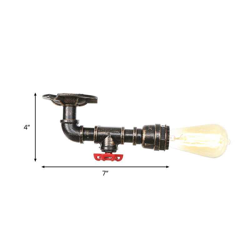 Industrial Pipe Metal Light Fixture - Ceiling Mount Semi-Mount in Aged Silver/Antique Brass/Bronze