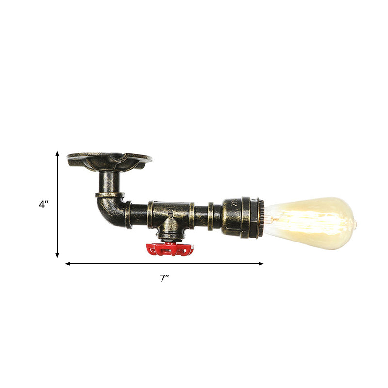 Industrial Pipe Metal Light Fixture - Ceiling Mount Semi-Mount in Aged Silver/Antique Brass/Bronze