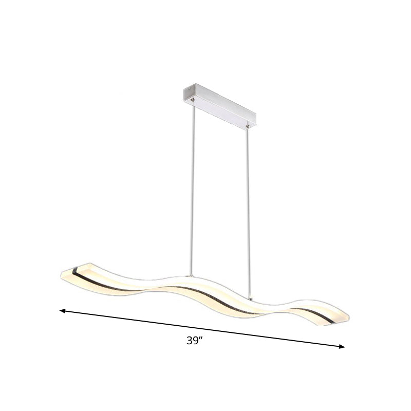 Acrylic LED Pendant Light - Minimalistic Design for Dining Rooms in Black, with Warm/White Light and Curved/Straight Line Options