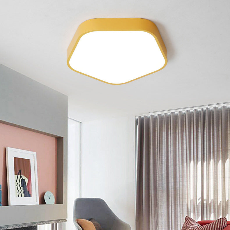Study Room Ceiling Light - Pentagon Slim Panel Flush Mount Simple Acrylic Design Yellow / 19.5 White