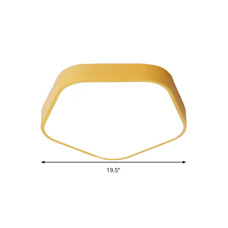 Study Room Ceiling Light - Pentagon Slim Panel Flush Mount - Simple Acrylic Design