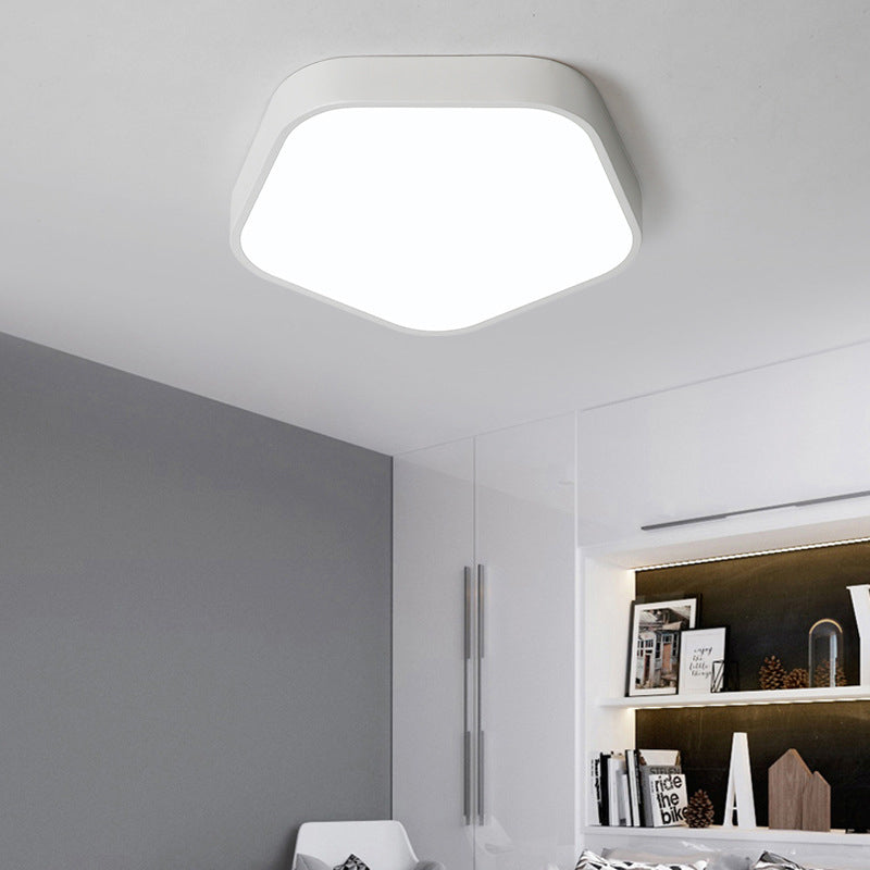 Study Room Ceiling Light - Pentagon Slim Panel Flush Mount Simple Acrylic Design White / 16