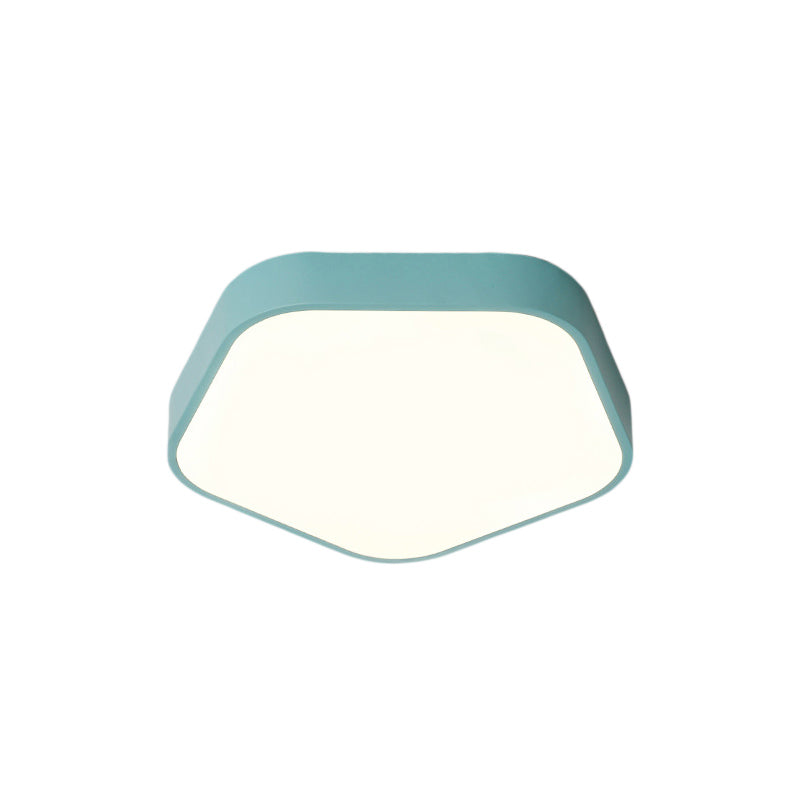 Study Room Ceiling Light - Pentagon Slim Panel Flush Mount - Simple Acrylic Design