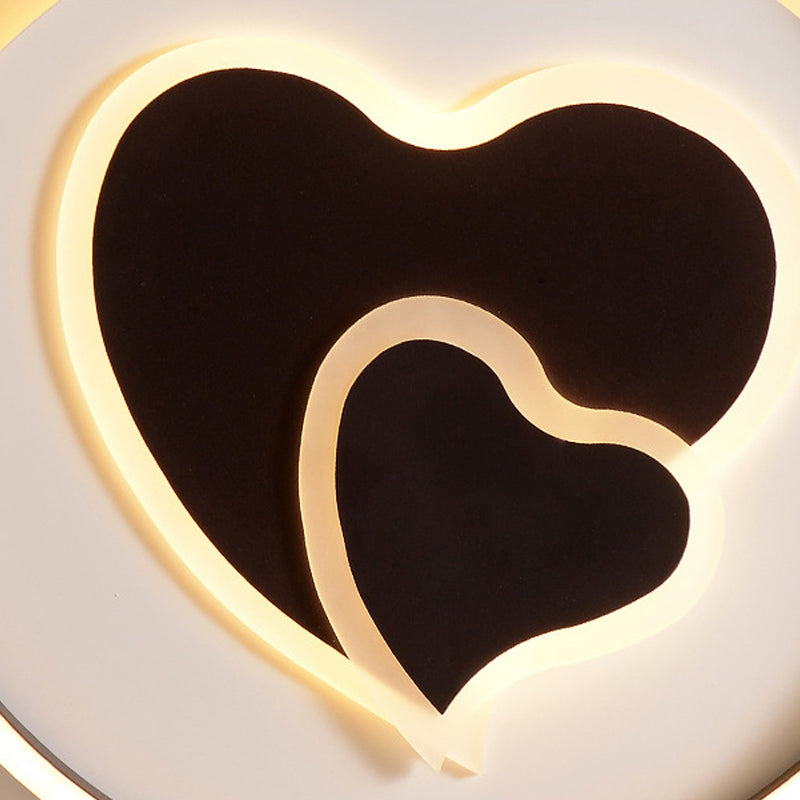 Black Ceiling Lamp: Cute 2-Loving Heart LED Light for Bedroom – Adult & Child