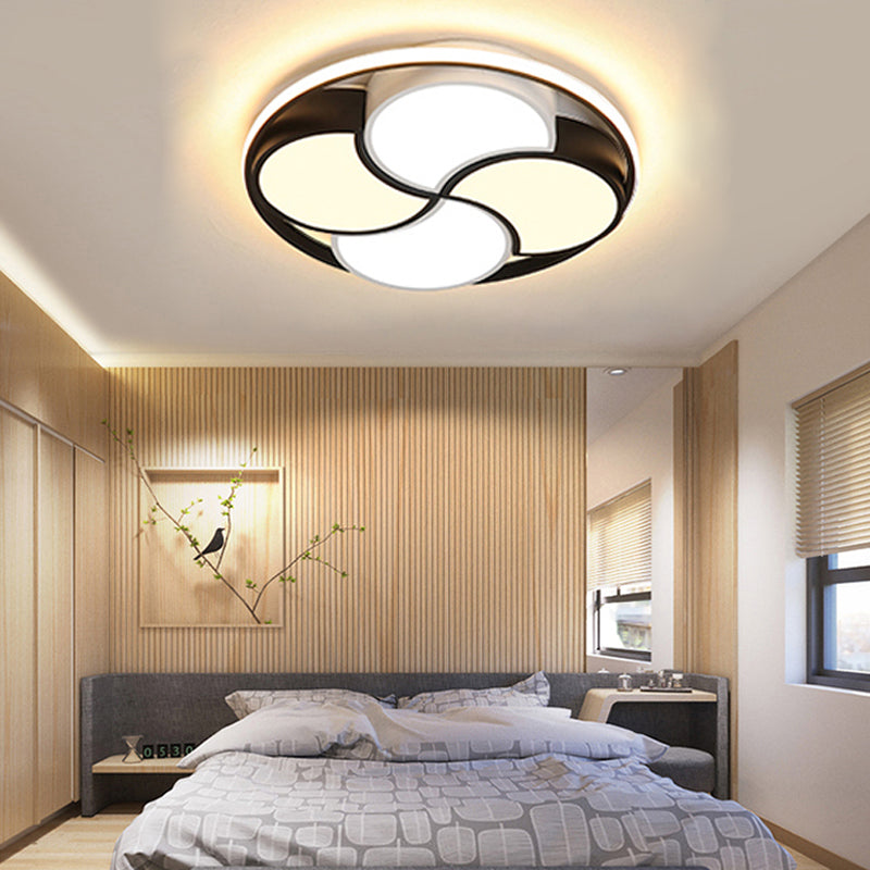 Kid's Windmill Flush Mount Light: Acrylic LED Ceiling Lamp for Nursing Room in Black & White