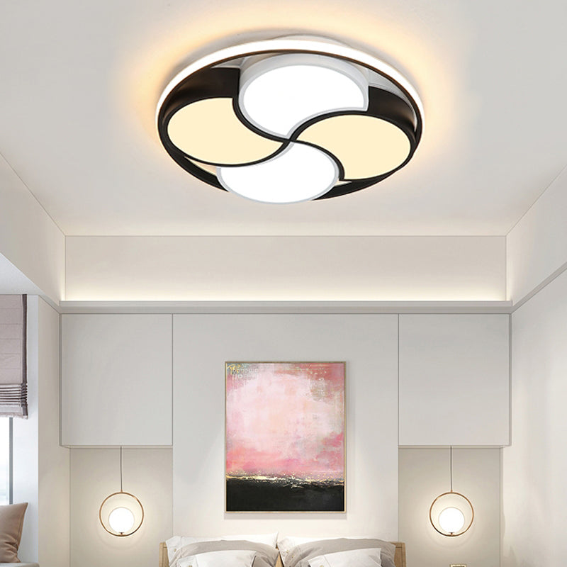 Kid's Windmill Flush Mount Light: Acrylic LED Ceiling Lamp for Nursing Room in Black & White