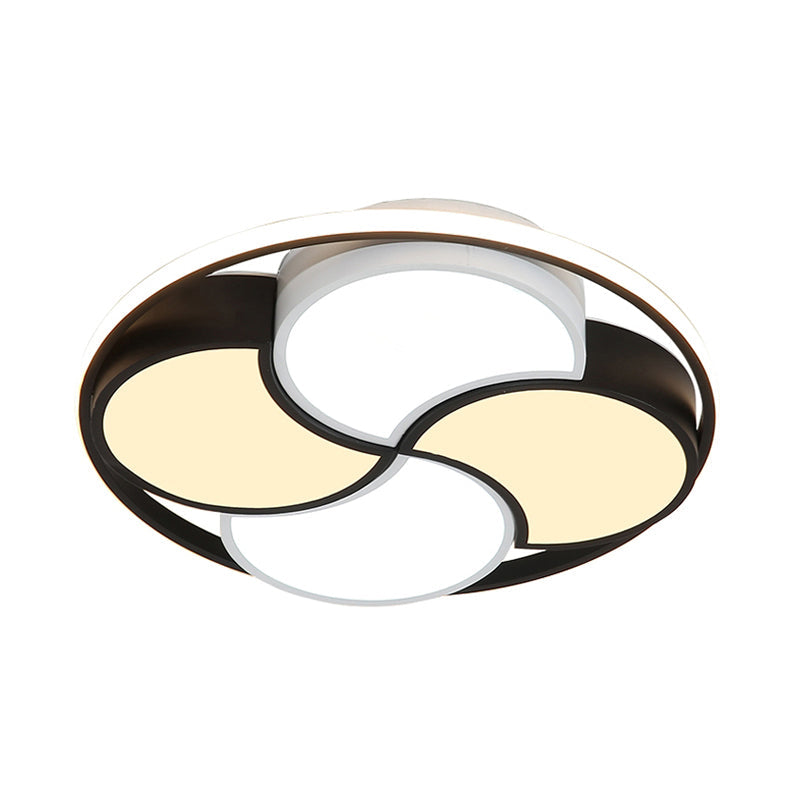 Kid's Windmill Flush Mount Light: Acrylic LED Ceiling Lamp for Nursing Room in Black & White