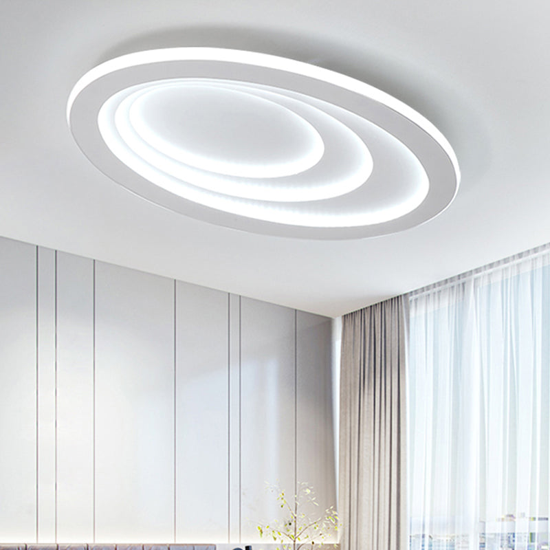 Contemporary White Oval LED Flush Ceiling Light for Living Room