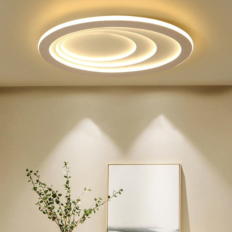 Contemporary White Oval LED Flush Ceiling Light for Living Room