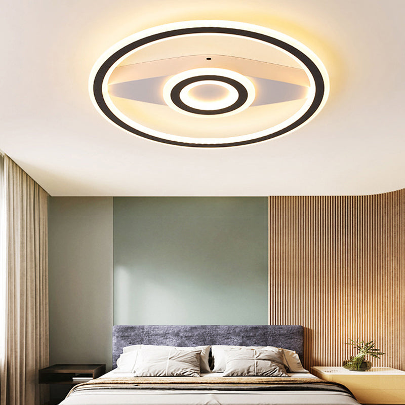 Modern Acrylic Circular LED Ceiling Mount Light in Black, Perfect for Living Room