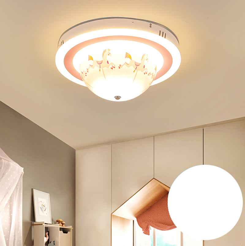 Art Deco Acrylic Bowl Flush Ceiling Light Fixture for Dining Room