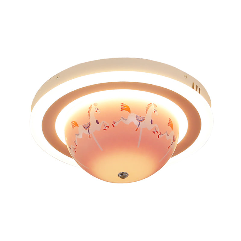 Art Deco Acrylic Bowl Flush Ceiling Light Fixture for Dining Room